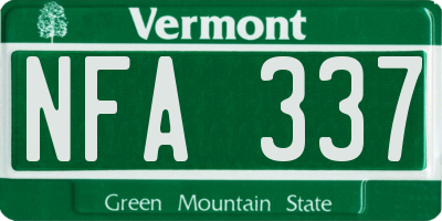 VT license plate NFA337