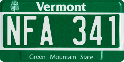 VT license plate NFA341
