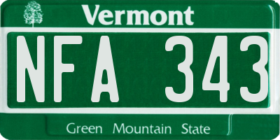 VT license plate NFA343