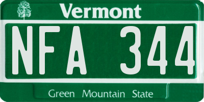 VT license plate NFA344