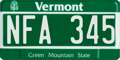 VT license plate NFA345