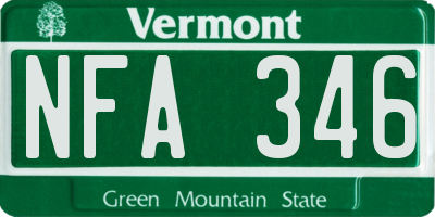 VT license plate NFA346