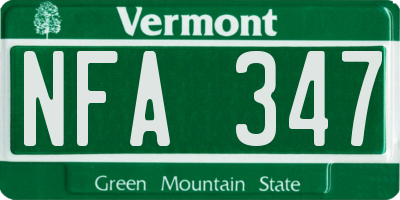 VT license plate NFA347