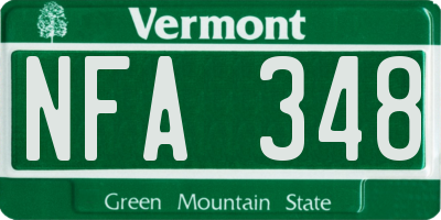 VT license plate NFA348