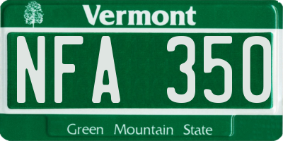 VT license plate NFA350