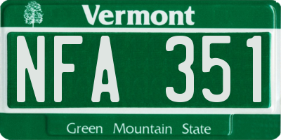 VT license plate NFA351