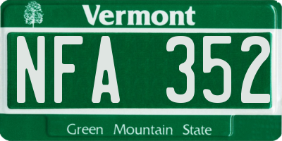 VT license plate NFA352