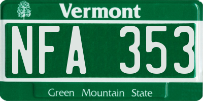 VT license plate NFA353
