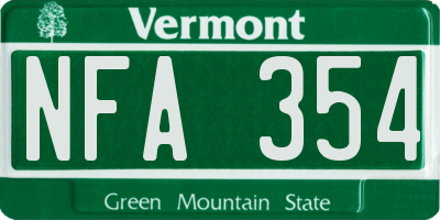 VT license plate NFA354