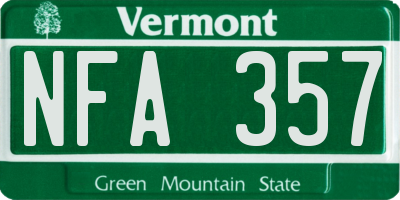 VT license plate NFA357