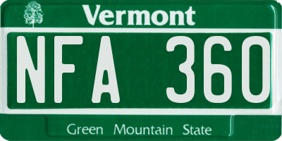 VT license plate NFA360
