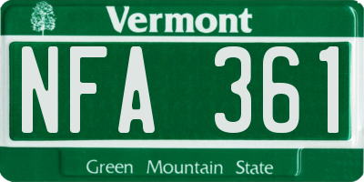 VT license plate NFA361