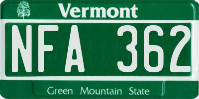 VT license plate NFA362
