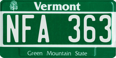 VT license plate NFA363