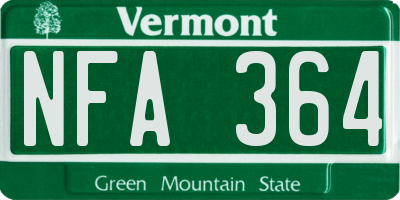 VT license plate NFA364