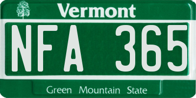 VT license plate NFA365