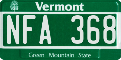 VT license plate NFA368