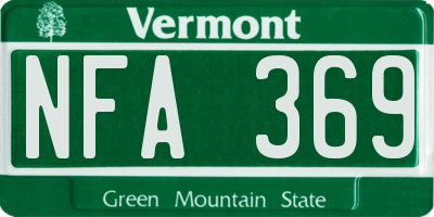 VT license plate NFA369