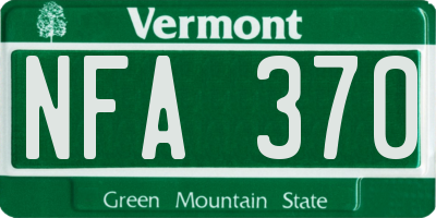 VT license plate NFA370