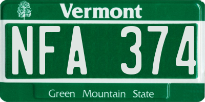 VT license plate NFA374