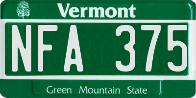 VT license plate NFA375