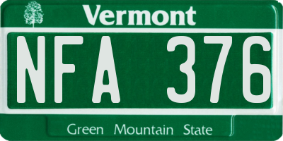 VT license plate NFA376