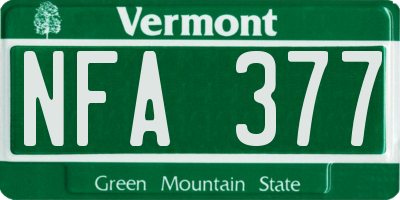 VT license plate NFA377