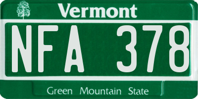 VT license plate NFA378