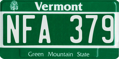 VT license plate NFA379