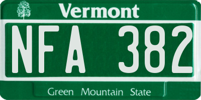 VT license plate NFA382