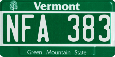 VT license plate NFA383