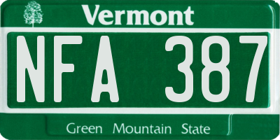 VT license plate NFA387