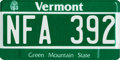 VT license plate NFA392