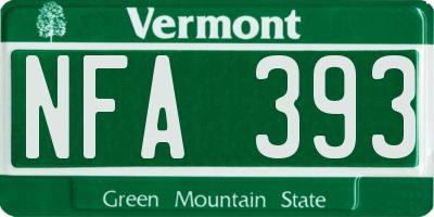 VT license plate NFA393