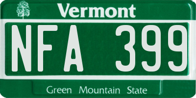 VT license plate NFA399