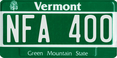 VT license plate NFA400