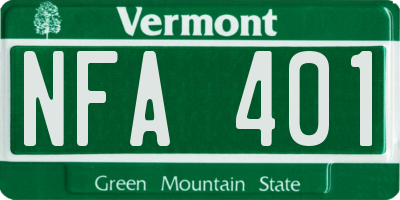 VT license plate NFA401