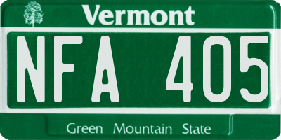 VT license plate NFA405