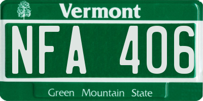 VT license plate NFA406