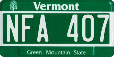 VT license plate NFA407