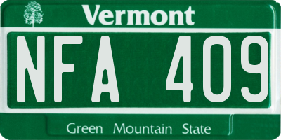 VT license plate NFA409