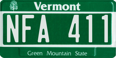 VT license plate NFA411