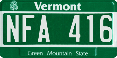 VT license plate NFA416