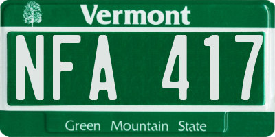 VT license plate NFA417