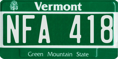 VT license plate NFA418