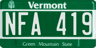 VT license plate NFA419
