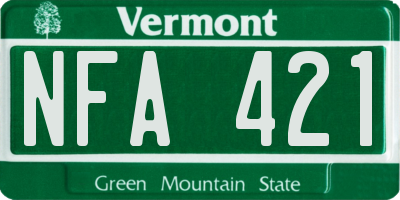 VT license plate NFA421