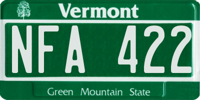 VT license plate NFA422