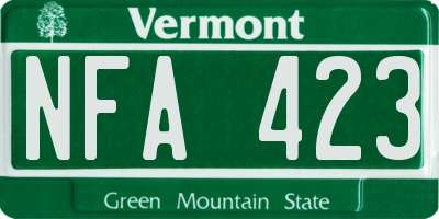 VT license plate NFA423