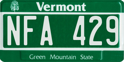 VT license plate NFA429